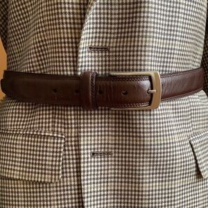 VINTAGE Elegant Brown Thick Leather Belt Size 34/85